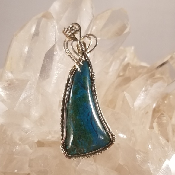 Chrysocolla Wire Wrap Necklace